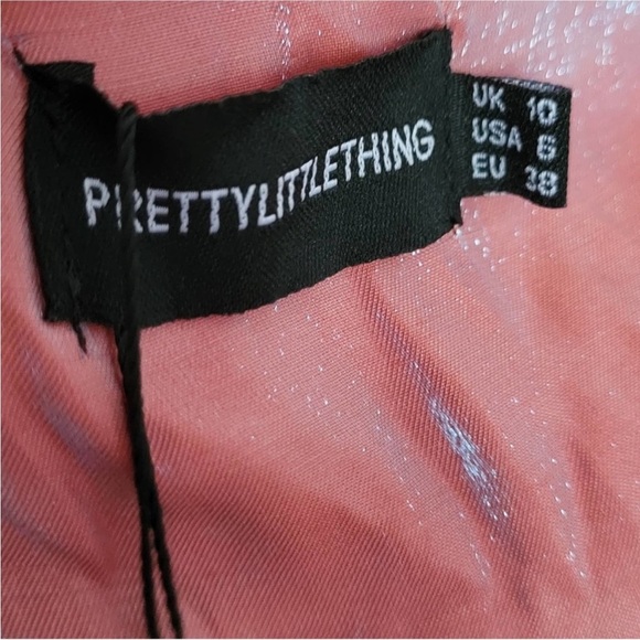 NWT Pretty Little Thing Pink Metallic Cowl Neck Maxi Dress Sz 6 - Picture 5 of 6